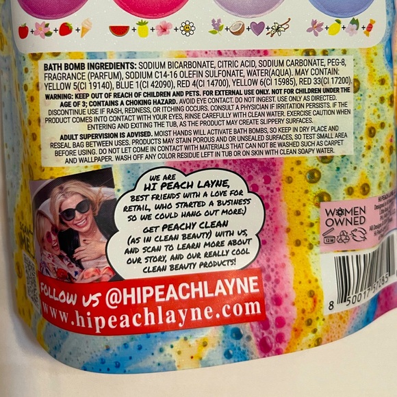 Hi Peach Layne 8 Mini Bath Bombs Sample Bag NWT - Picture 4 of 4